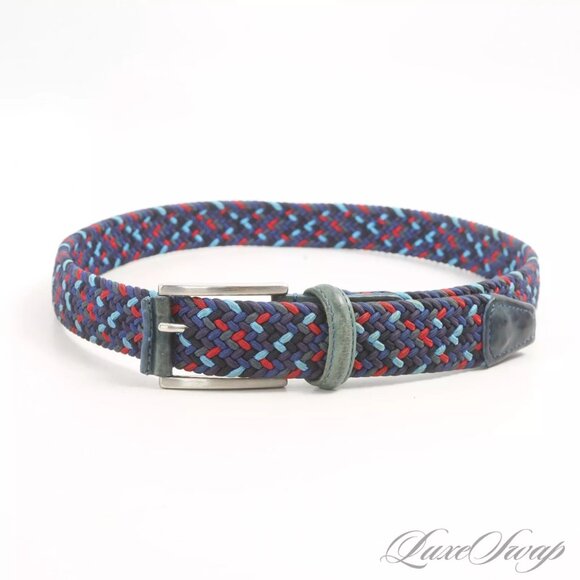 $450 Authentic ANDERSON'S Made in ITALY Men's Multi-Colors Braided Belt Sz.36 - Picture 1 of 12